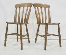 Set of four slat back elm seated chairs, turned supports (4) matchingCondition Reportfour chairs