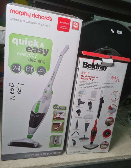 Morphy Richards cordless vacuum cleaner in original box and a Beldray 5-in-1 multi-function steam - Image 2 of 3