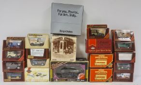 Two boxes of assorted model cars to include Matchbox Models of Yesteryear examples, Lledo Only Fools