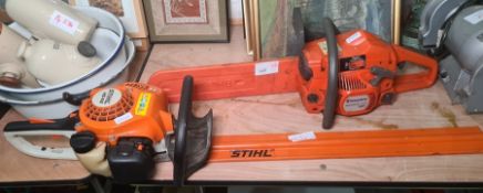 Stihl H545 two stroke hedge trimmer, cutting length 24 " and a Husqvarna 137 E-series petrol chain