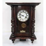 20th century Vienna regulator style clock with Roman numerals to the ceramic dial