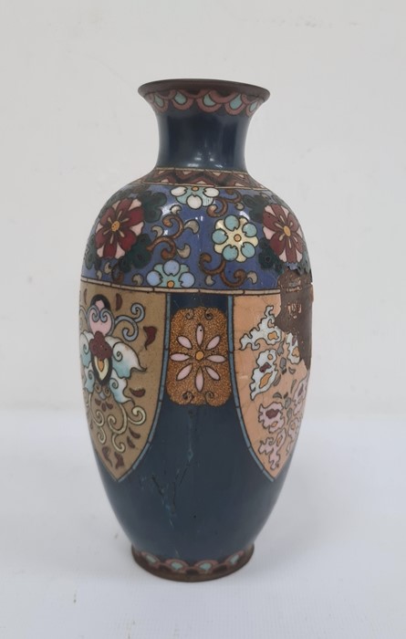Japanese cloisonné vase, panelled (damaged)