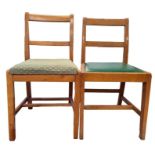 Set of four 20th century oak framed utility furniture chairs and two similar (6)