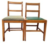 Set of four 20th century oak framed utility furniture chairs and two similar (6)