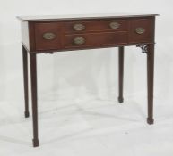 19th century mahogany and banded side table, the rectangular top with moulded edge, three deep