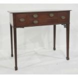 19th century mahogany and banded side table, the rectangular top with moulded edge, three deep