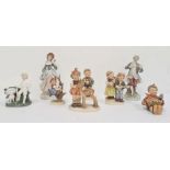 Five Hummel / Goebel figures of children, and three further continental china figures (8)Condition