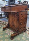 19th century mahogany davenport desk with three-quarter galleried bobbin turned top above lid top