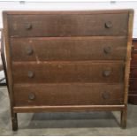 20th century oak chest of drawers