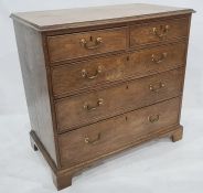 20th century oak chest of two short over three long drawers, to bracket feet, 93cm x 88.5cm