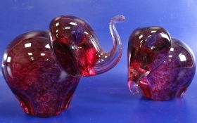 Pair of Wedgwood glass elephant paperweights, 18.5cm high (2)