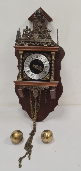 Modern wall reproduction bracket clock with Roman numerals to the steel dial - Image 2 of 3