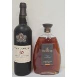 One bottle of Hennessy Fine de Cognac together with a bottle of Taylor's 10 year old Tawny Port (2)