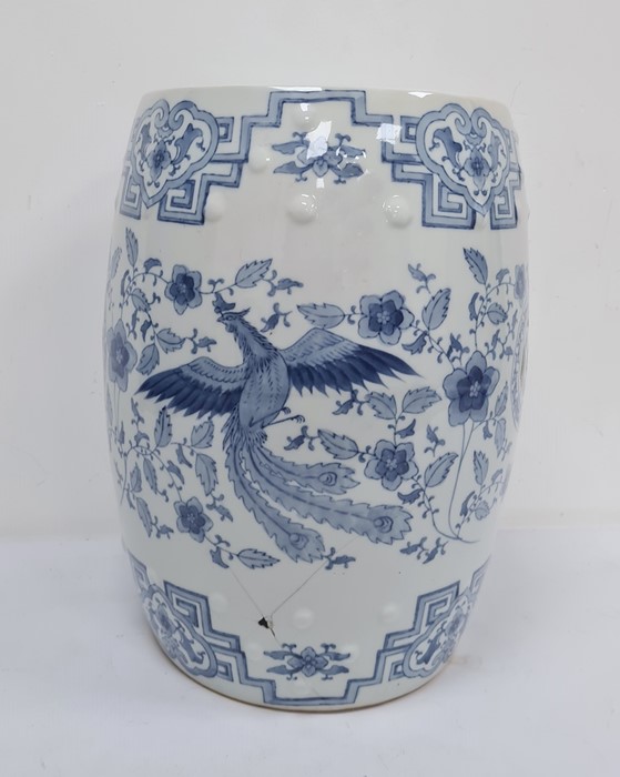 Chinese porcelain barrel-shaped porcelain garden seat painted with ho-ho bird and flowers - Image 5 of 8