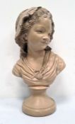 20th century Italian painted plaster bust 'Country Girl Bust', labelled to underside, no.03165, made