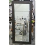 Rectangular mirror in grey stained wood effect frame, 170 x 78cm