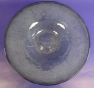 20th century studio glass circular dish in blue and clear bubbled glass, 30cm diameter