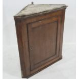 19th century oak wall-hanging single door corner cupboard