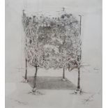 Michael Holland (1947-2002) Etching and drypoint "Landscape in a funeral pyre", title verso, 29 x