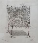 Michael Holland (1947-2002) Etching and drypoint "Landscape in a funeral pyre", title verso, 29 x