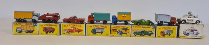 Collection of Matchbox series diecast models to include No.44 refrigerator truck, No.63 fire crash