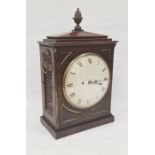 Regency mahogany twin-fusee bracket clock with Roman numerals to the painted dial, a brass acorn