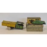 Schuco tinplate car and garage, no.15/125, boxed and a Triang clockwork road service vehicle (2)