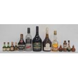 Selection of spirits and liqueurs including one bottle of Benedictine, a non-proprietary brand of