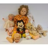 Walt Disney Mickey Mouse with label to leg, a soft toy horse, a dog and a quantity of 20th century