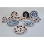 19th century part tea service and various blue and white plates