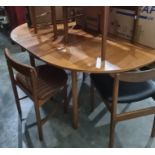 Mid century teak McIntosh extending dining table and four chairs and two similar mid 20th century