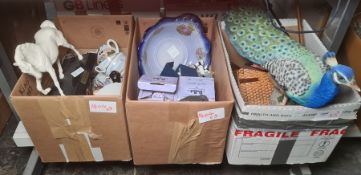 Resin model of a peacock, a Ballet perfume, boxed, perfume bottle by Regency and another, assorted