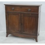 19th century mahogany cupboard, the rectangular top with single drawer above two cupboard doors,