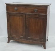 19th century mahogany cupboard, the rectangular top with single drawer above two cupboard doors,