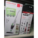 Morphy Richards cordless vacuum cleaner in original box and a Beldray 5-in-1 multi-function steam