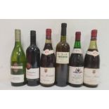Six bottles of various wines including two 1975 Moillard Crozes-Hermitage with one bottle 1974