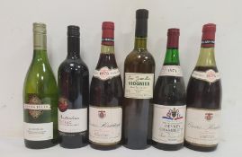 Six bottles of various wines including two 1975 Moillard Crozes-Hermitage with one bottle 1974