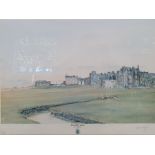 After Bill Waugh Limited edition colour print The Old Course, St Andrews, signed in pencil and