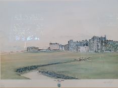 After Bill Waugh Limited edition colour print The Old Course, St Andrews, signed in pencil and