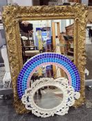 Rectangular mirror in moulded gesso gilt frame (97 x 71cm)and two further mirrors (3)  Condition