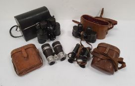 Pair of Negretti & Zambra binoculars inscribed 'Mag M.8' and Barton's Patents to base, with green