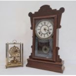 Late 19th/early 20th century clock with Roman numerals to the dial and a brass clock by Kundo (2)