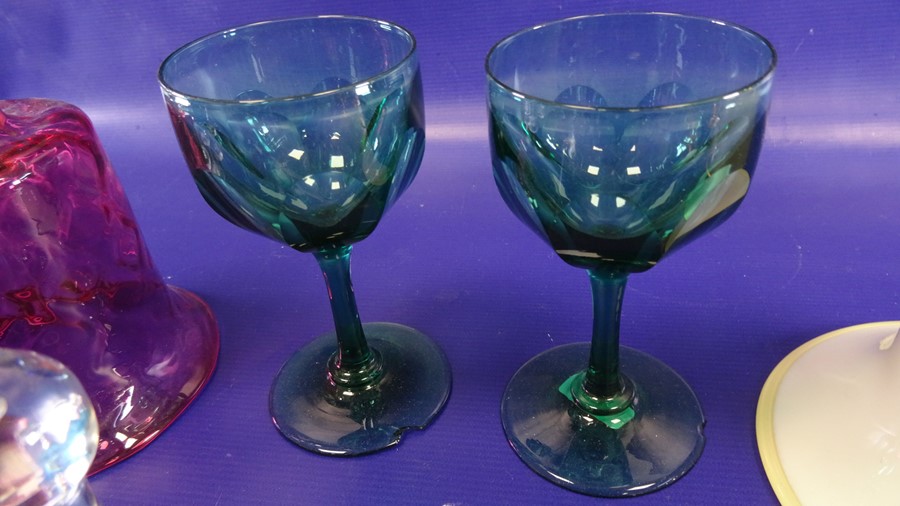 Four assorted paperweights to include Caithness 'Optics' R588, assorted coloured wines, two glass - Image 4 of 6