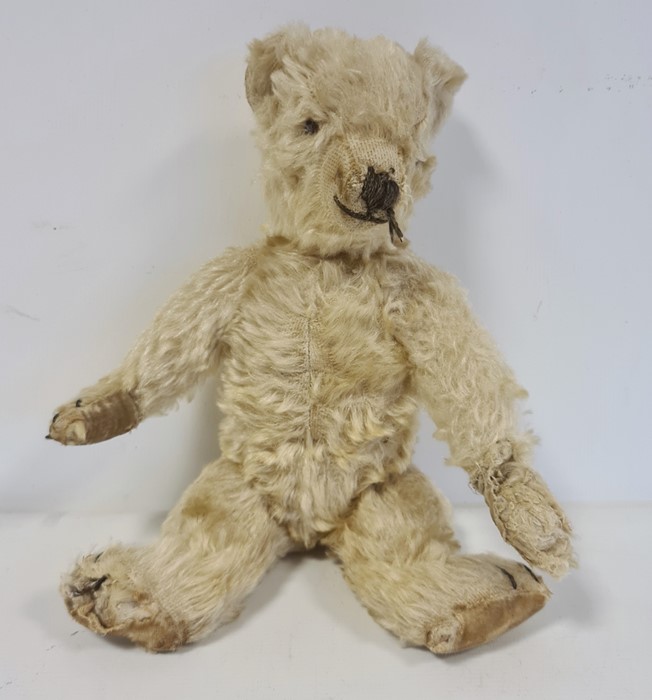 Mohair stuffed teddy bear (some wear to paws), 32cm long