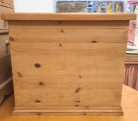 20th century pine lift-top box, 60cm x 52cm