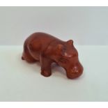 Carved amber-coloured miniature model of a hippopotamus, 5cm wide  Condition ReportWeight is 17.4g