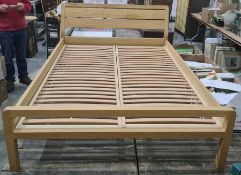 Modern oak double bed frame 'Radius' designed by Simon Pengelly Condition Reportfor a 4'6''