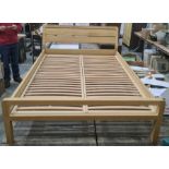 Modern oak double bed frame 'Radius' designed by Simon Pengelly Condition Reportfor a 4'6''