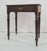 19th century stained pine single drawer side table, the rectangular top with rounded front corners