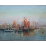 British school (19th century)  Continental harbour scene with sailing boats, 92cm x 112cm in Art